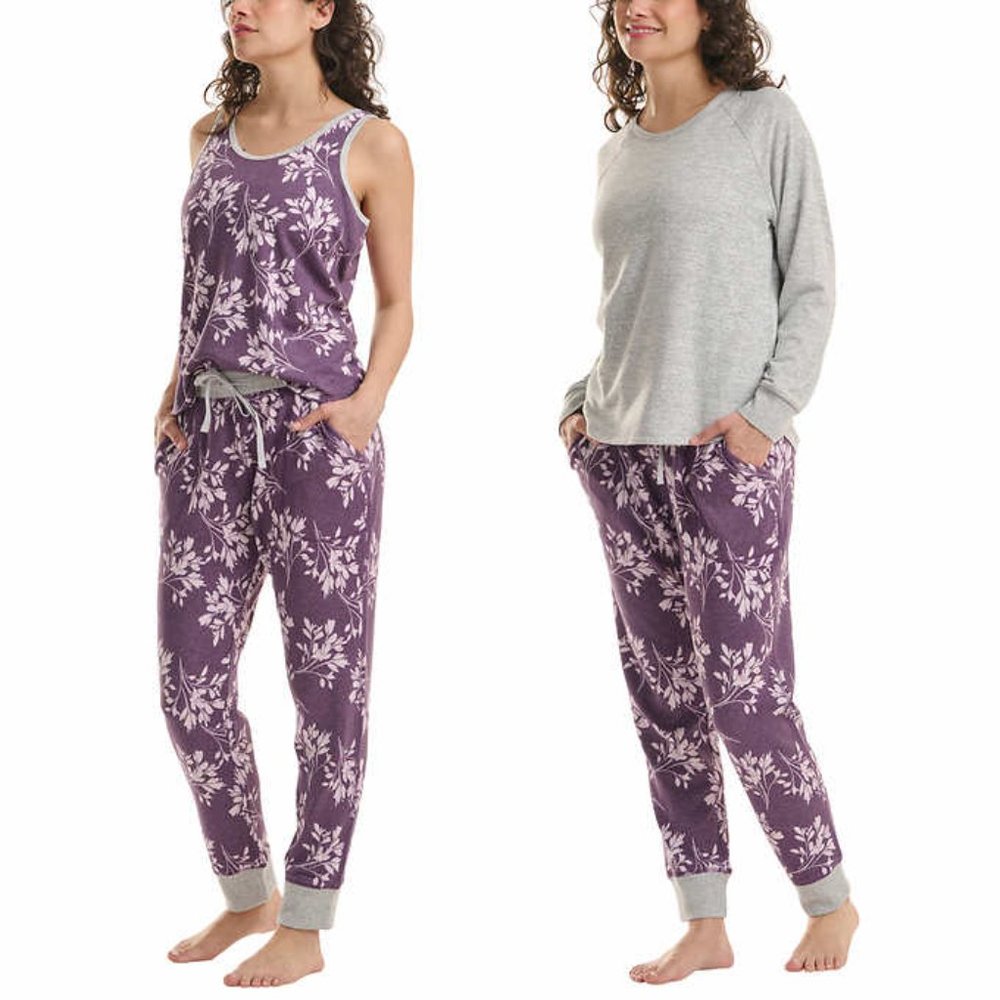 Live Love Lounge Ladies Tee, Tank + Jogger 3-Piece Pajamas Lounge Set Size S,M - Picture 3 of 12